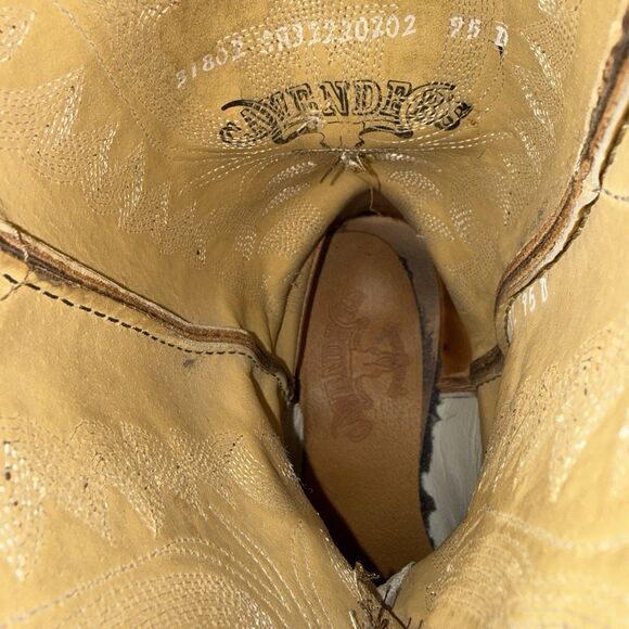 Cavenders Mens Rustic Cognac Ostrich Print Square Toe Western Cowboy Boots 9.5 D main image 5